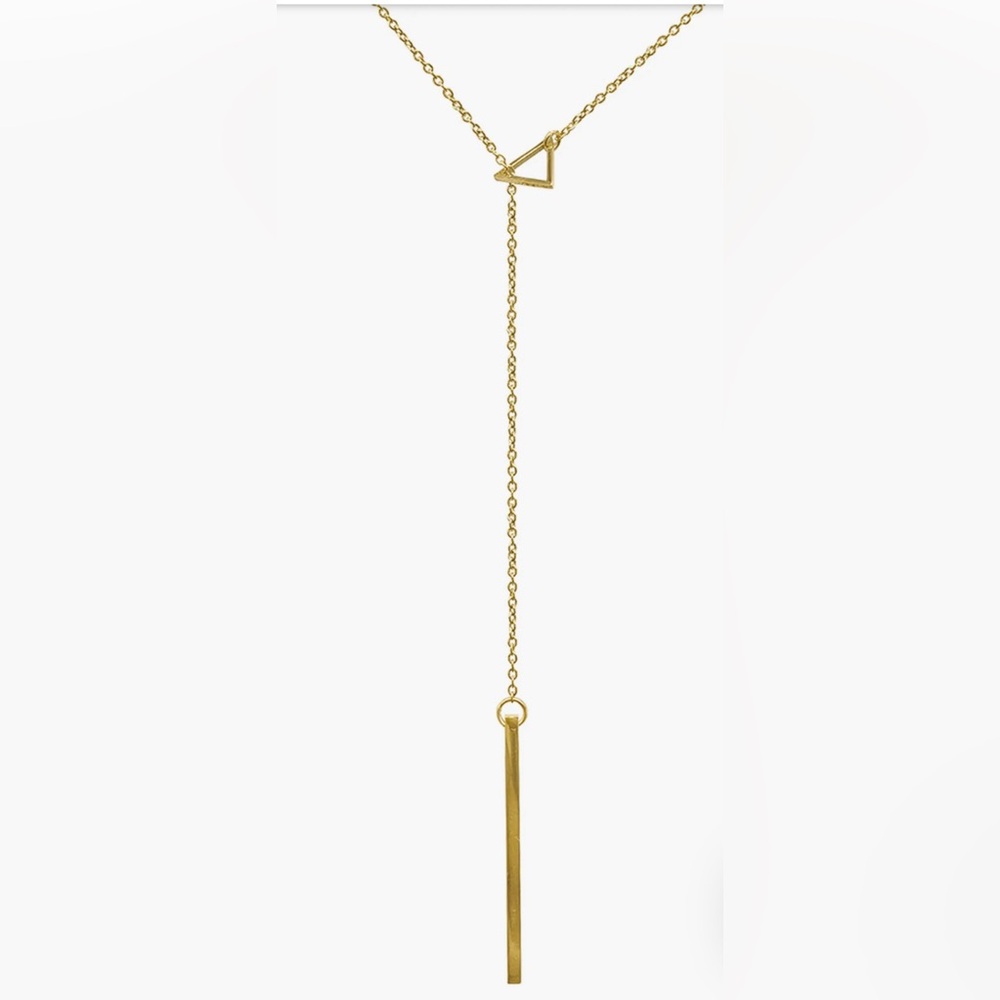 Adornia 14K Gold Triangle Lariat Necklace - NWT